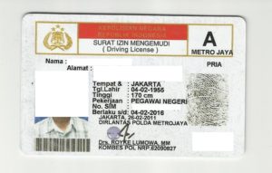 Indonesian Driver's Licence Translation